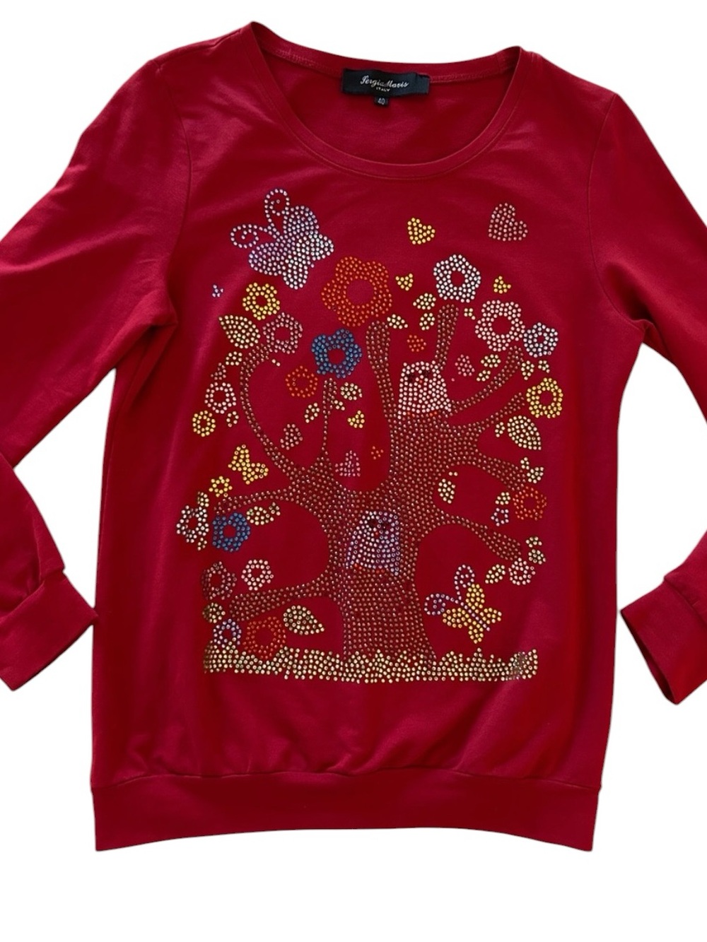 Sergio Mavis Italy Embellished Tree /owl Sweatshirt 40/ small
